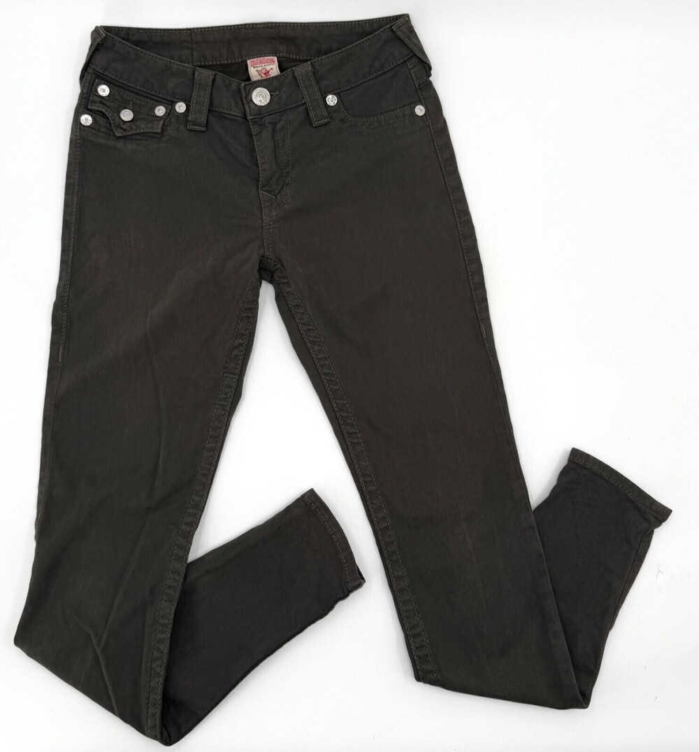 True Religion Jeans Womens 27 Green Hi-Rise Legging Pants Skinny Mid Rise